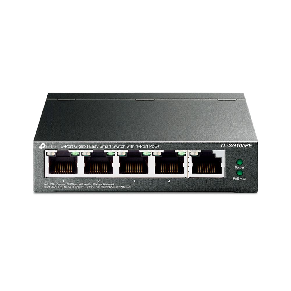 SWITCH TP-LINK TL-SG105PE V2, 5 PUERTOS GIGABIT 10/100/1000 (4 POE+), 65W - P/N: TL-SG105PE