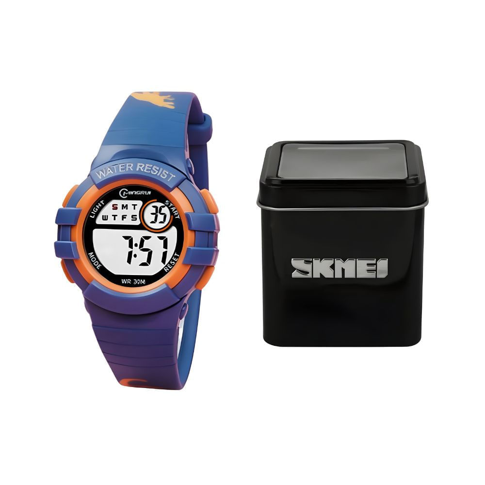 Reloj digital de silicona para niños modelo Dinosaurio azul