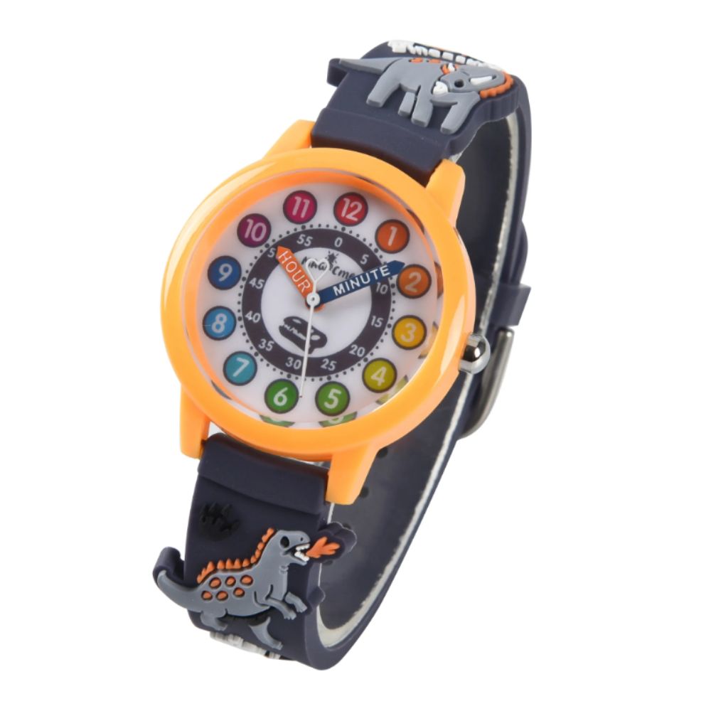 Reloj de silicona para niños modelo Mundo Jurásico amarillo