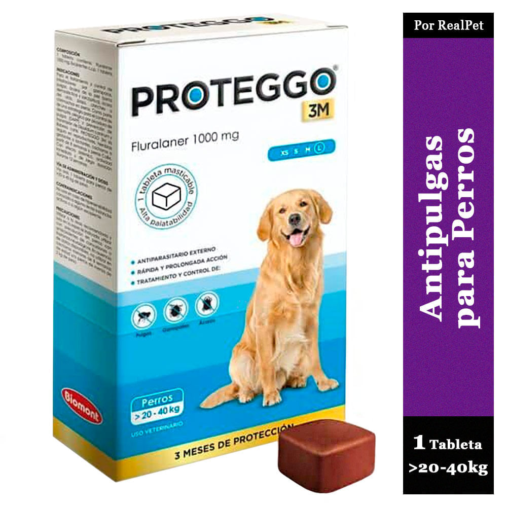 Antipulga Masticable Proteggo 3M para Perros de 20 - 40 kg