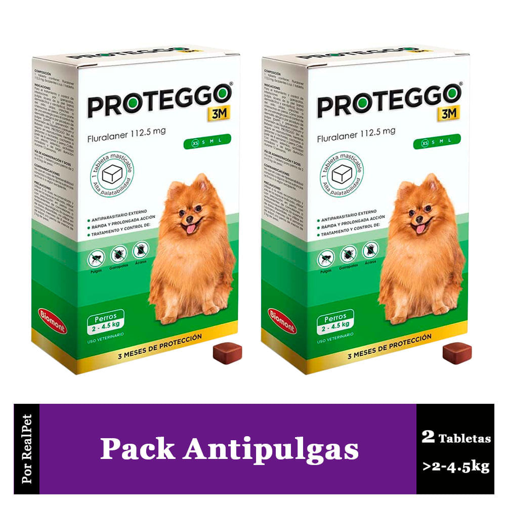 Pack x2 Antipulga Proteggo 3M para Perros de 2 - 4.5 kg