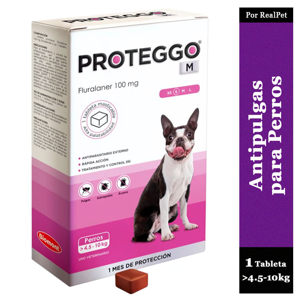 Antipulga Masticable Proteggo 1M para Perros de 4.5 - 10 kg