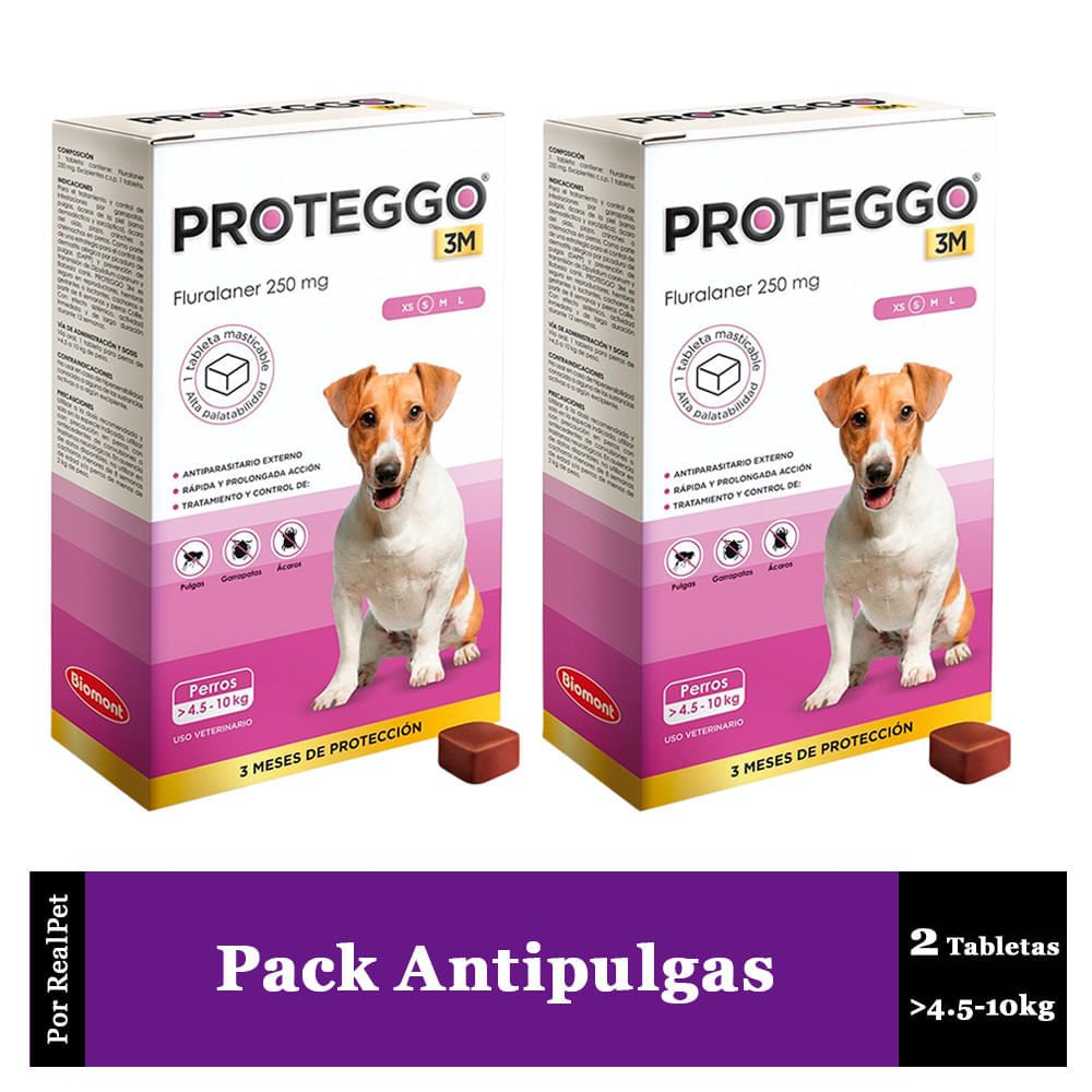 Pack x2 Antipulga Proteggo 3M para Perros de 4.5 - 10 kg
