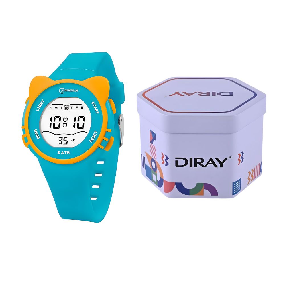 Reloj digital de silicona para niñas modelo Kitty celeste
