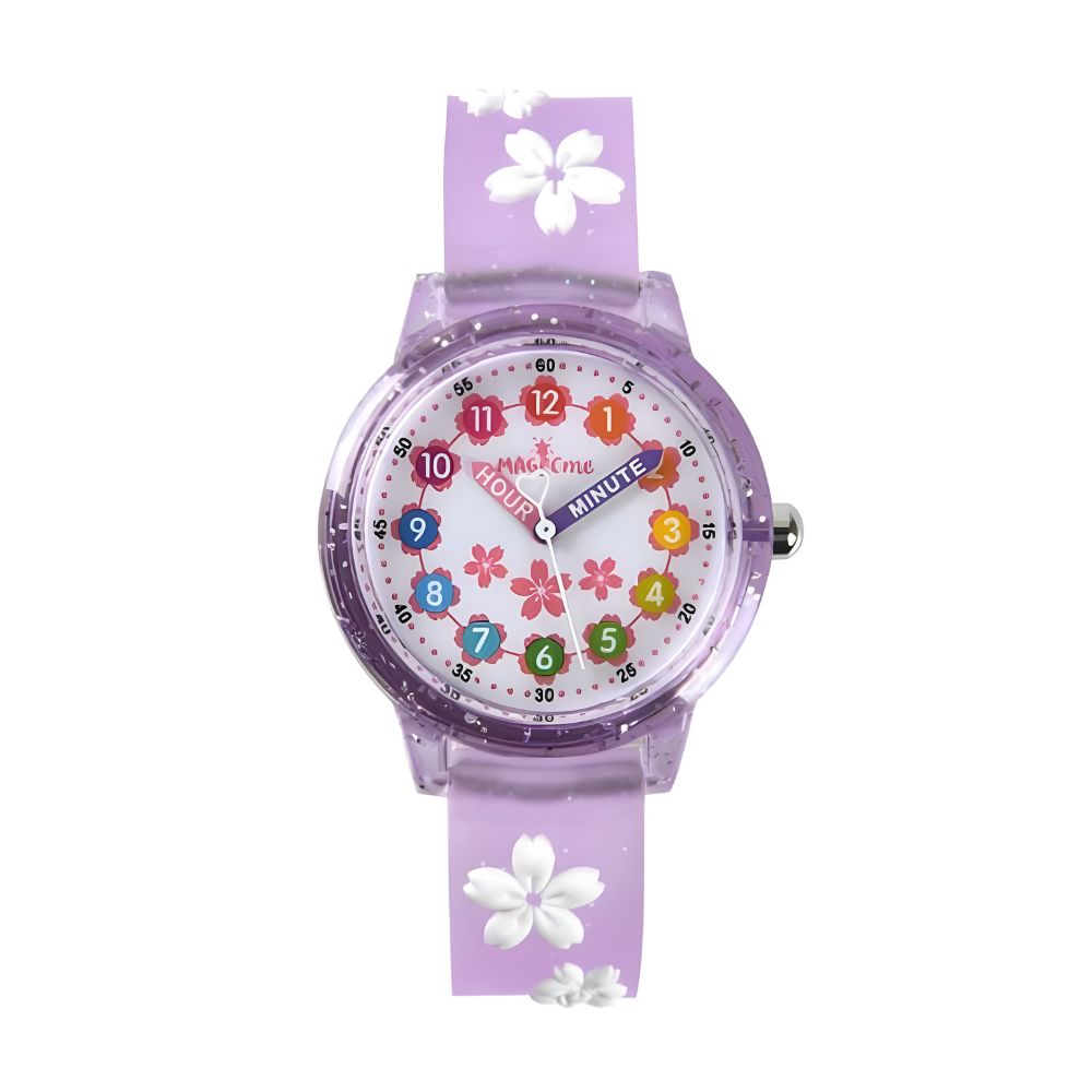 Reloj digital de silicona para niñas modelo Margaritas lilas