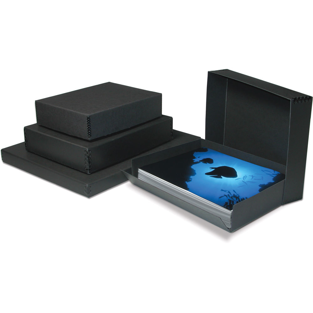 Print File 11.5 x 14.5 x 3"" Drop-Front Metal Edge Archival Storage Box (Black)