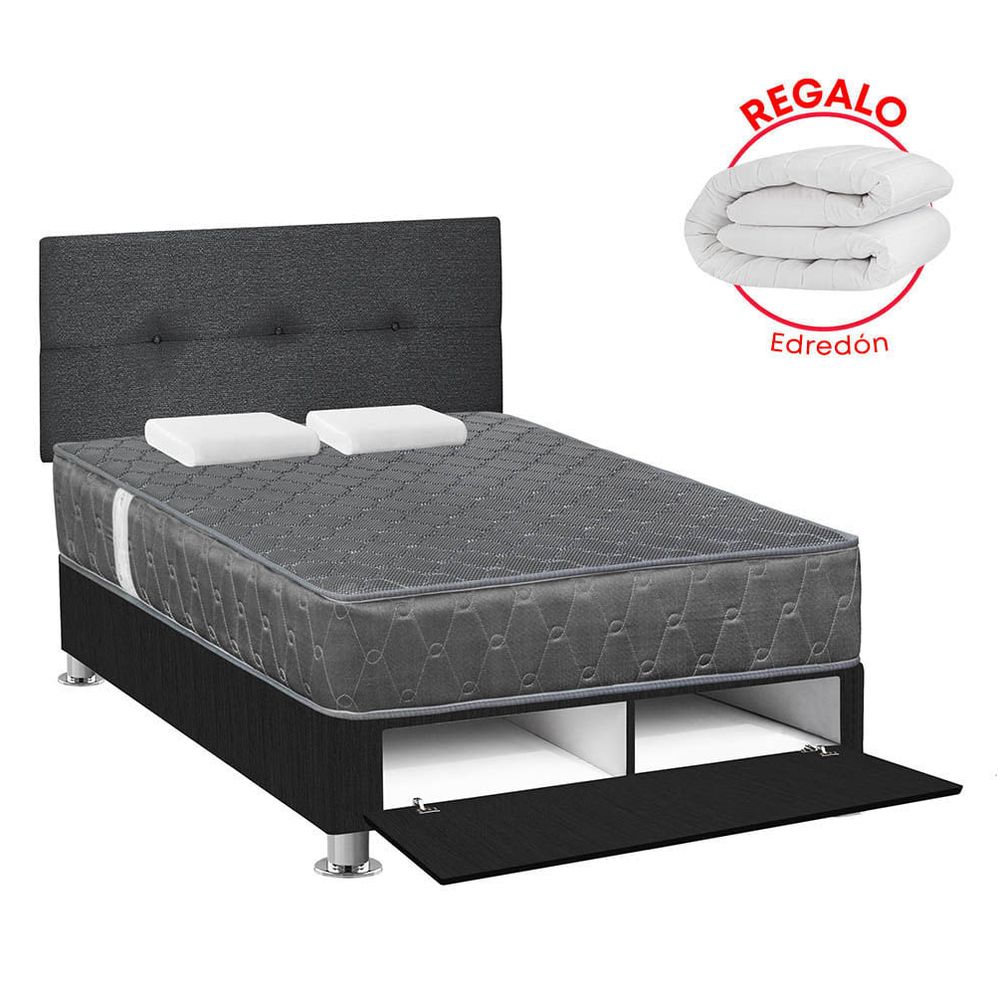 Dormitorio FORLI Sabanera Acqua Gris 2 Plazas + Edredón