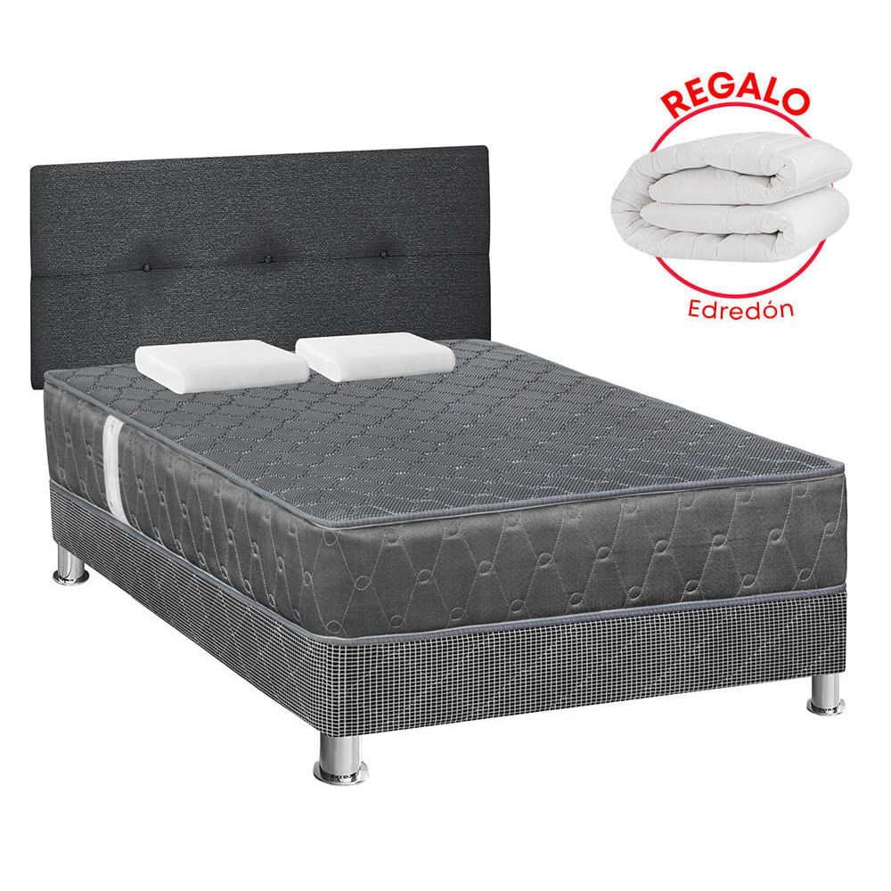 Dormitorio FORLI Acqua Gris 2 Plazas + Edredón