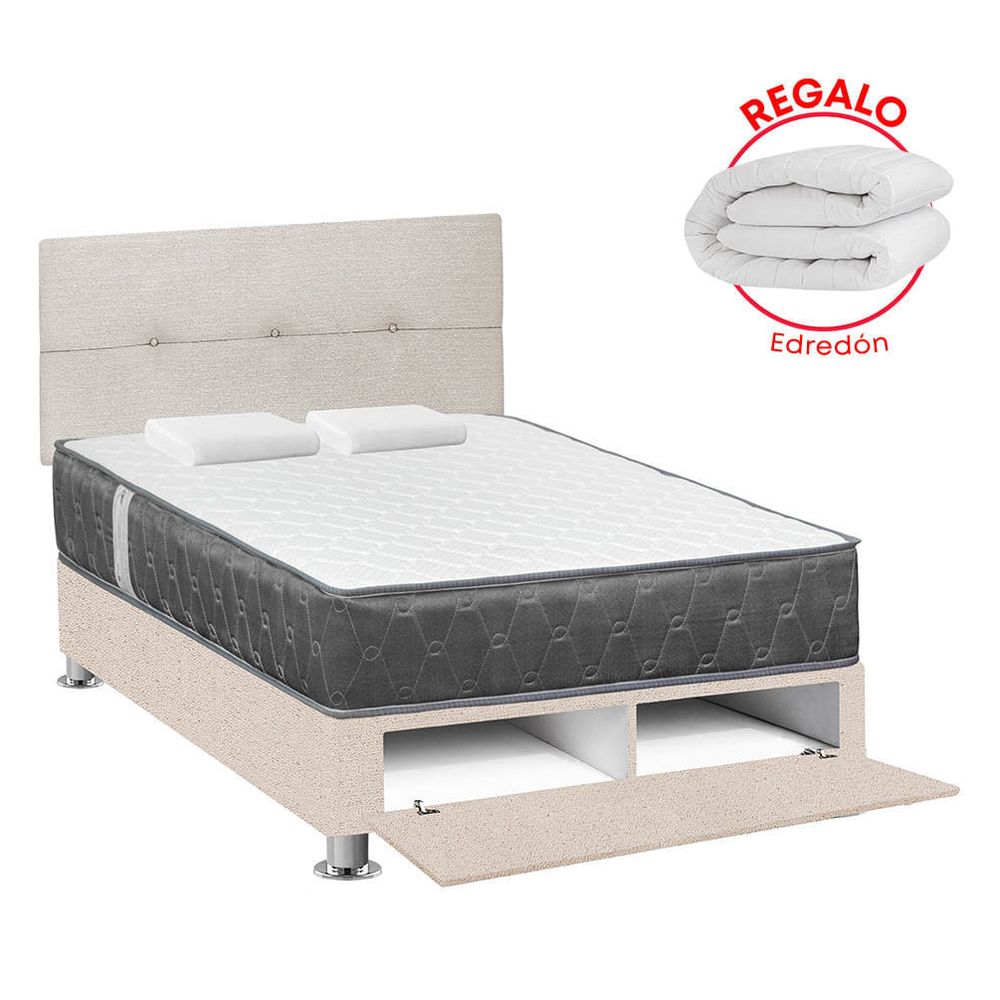 Dormitorio FORLI Sabanera Beige Acqua 2 Plazas + Edredón