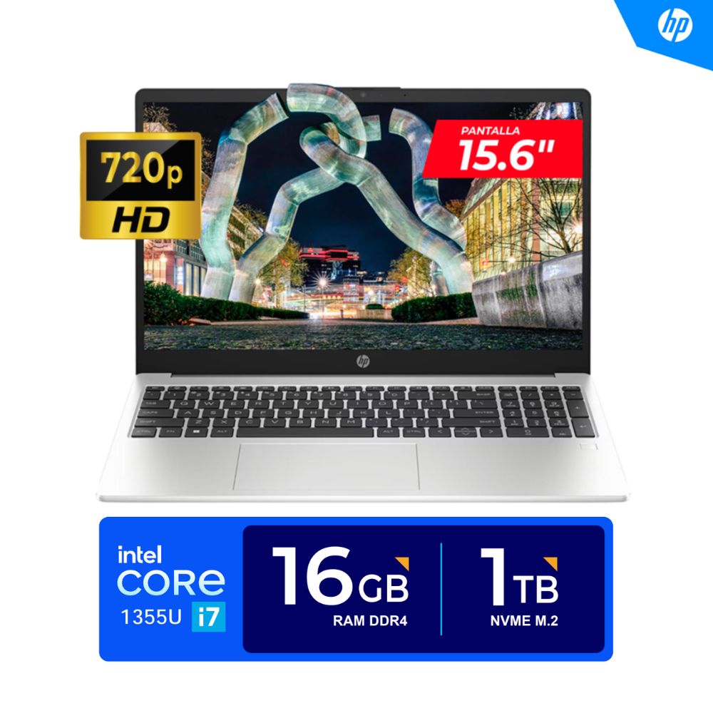 LAPTOP HP 250 G10  15.6"" HD LED  Core i7-1355U  5.0GHz 10 Núcleos 16GB DDR4  1TB SSD FREEDOS