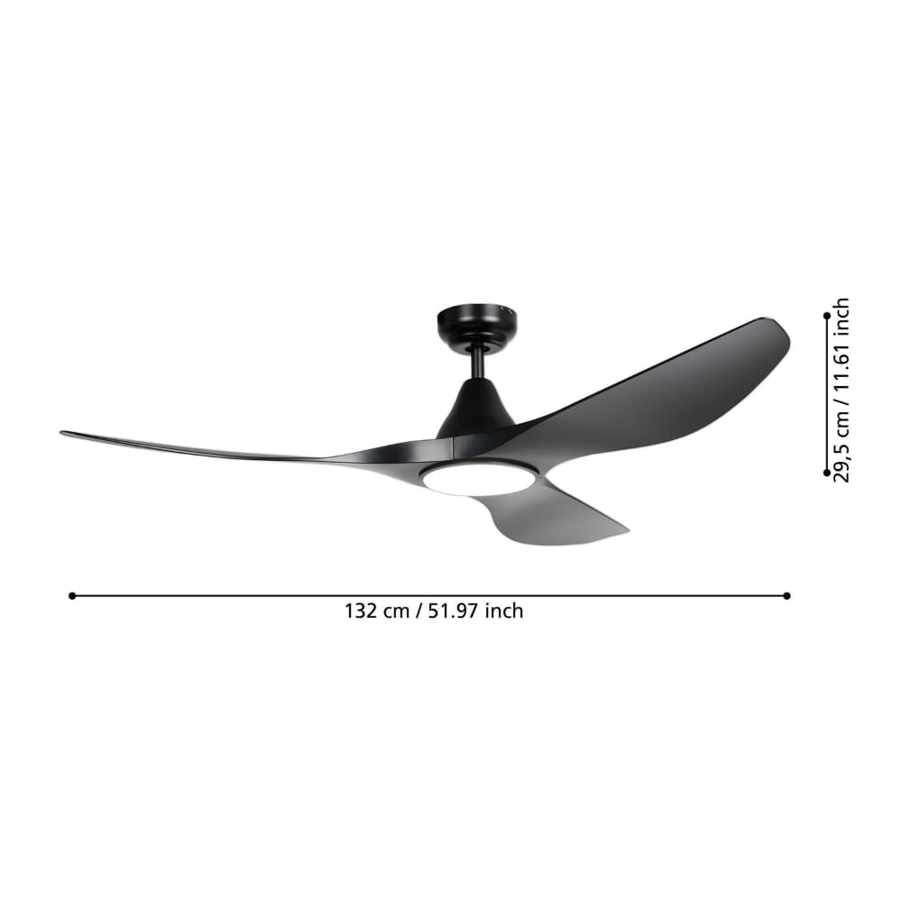 Ventilador De Techo Eglo Portsea Negro