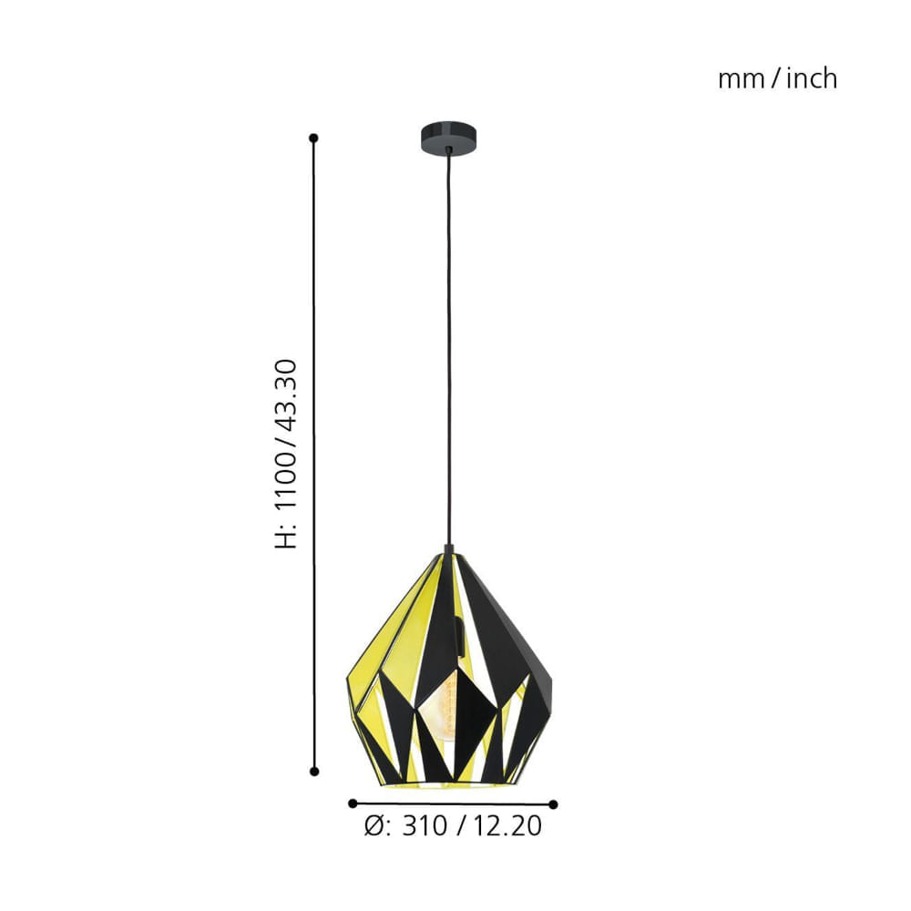 Lámpara Colgante Eglo Carlton 1 Amarillo