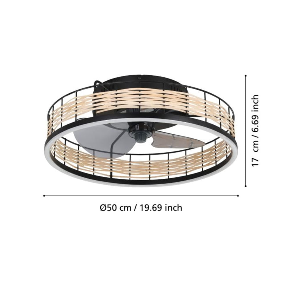 Ventilador Eglo Frana 35W Negro-Rattan