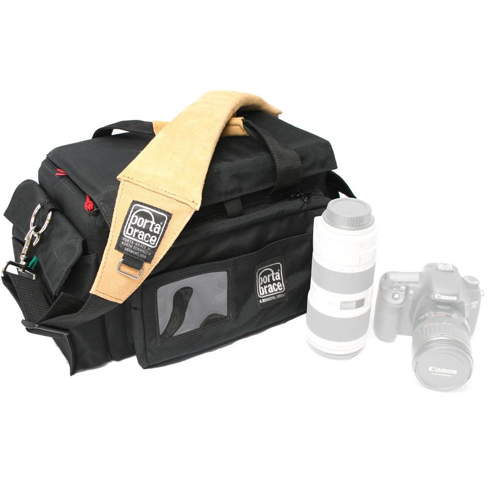 PortaBrace SLR-1B Funda para Cámara SLR (Negra) - Capacidad para DSLR, 3 Lentes, Flash y Accesorios,