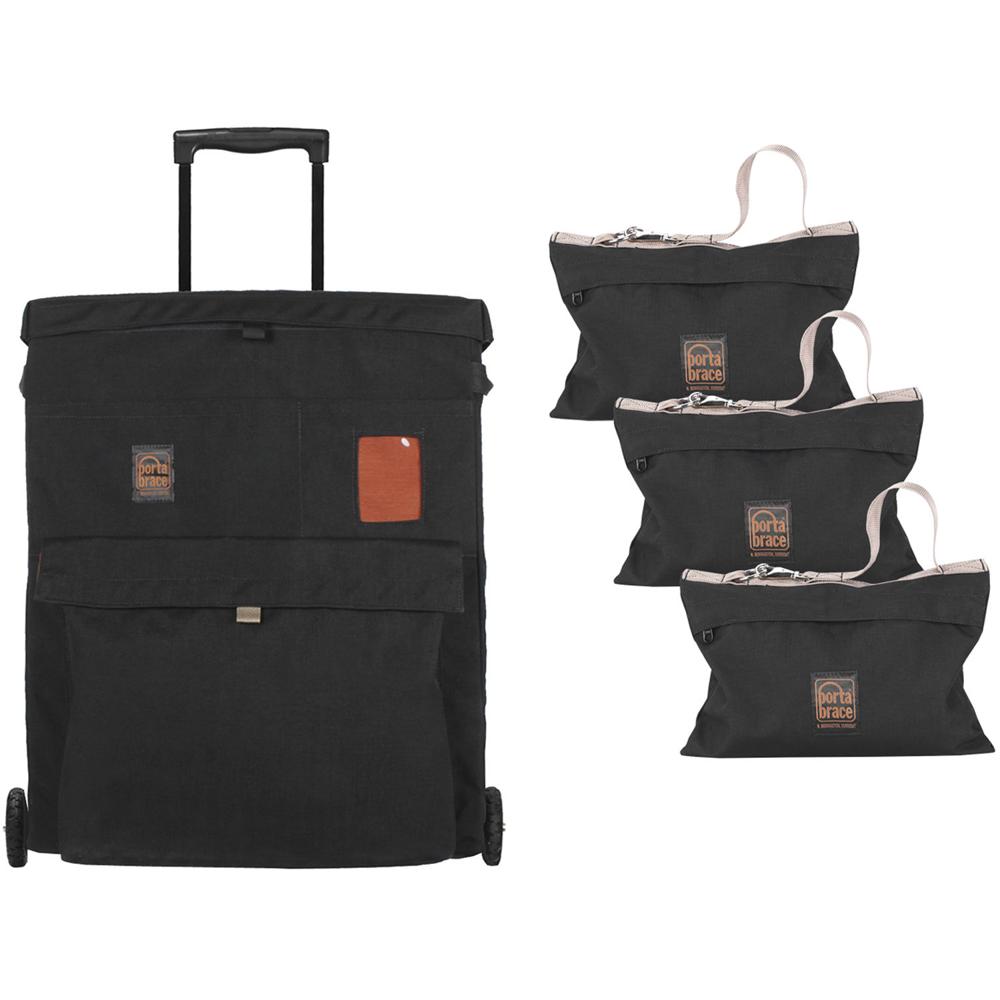 PortaBrace Sacos de Arena Pesados con Maleta con Ruedas (Paquete de 3, 25 lb, Negro, Vacíos) - Sacos