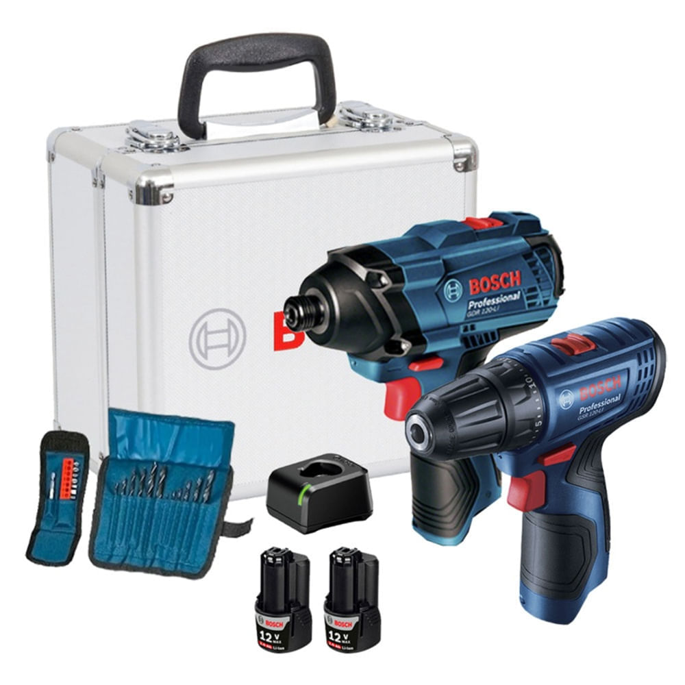 Taladro Atornillador 3/8" + Atornillador de Impacto 1/4" Hex 12V Bosch 0601.9G8.0E3-000