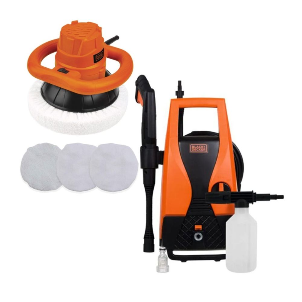 Pulidora Orbital 10"" 120W + 3 Bonetes + Hidrolavadora de Alt Pres 1400W Black + Decker PW1450TD-K1
