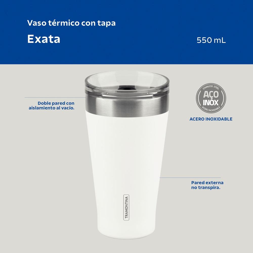 Vaso Térmico con tapa 550 ml Blanco Exata - Tramontina 61646515