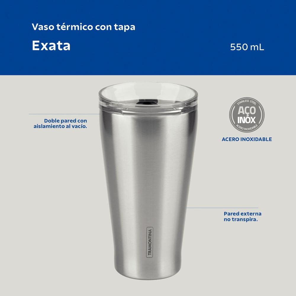 Vaso Térmico de Acero con tapa 550Ml ml Exata - Tramontina- 10167028