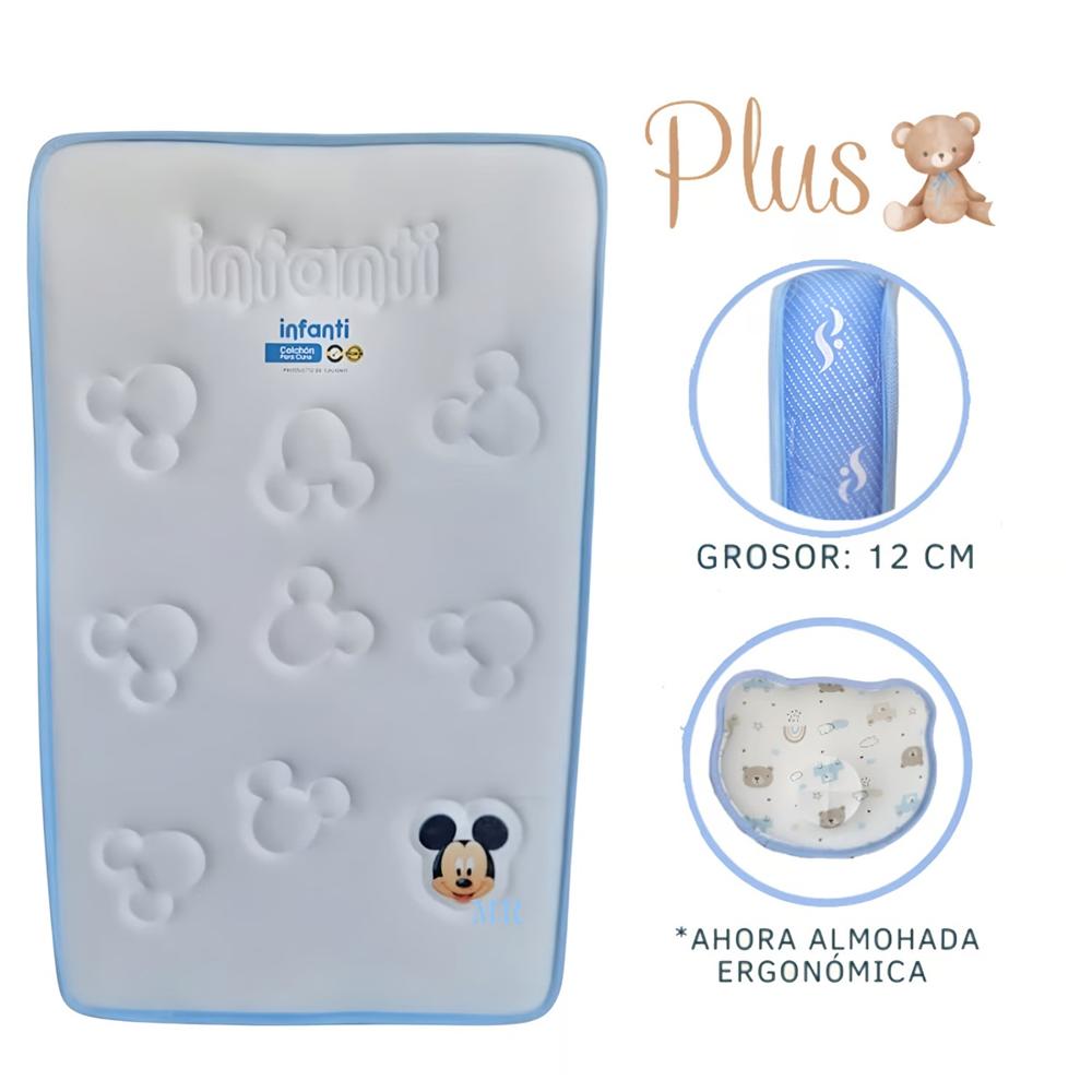 Colchón Plus para Bebé bordes Celeste 12CM