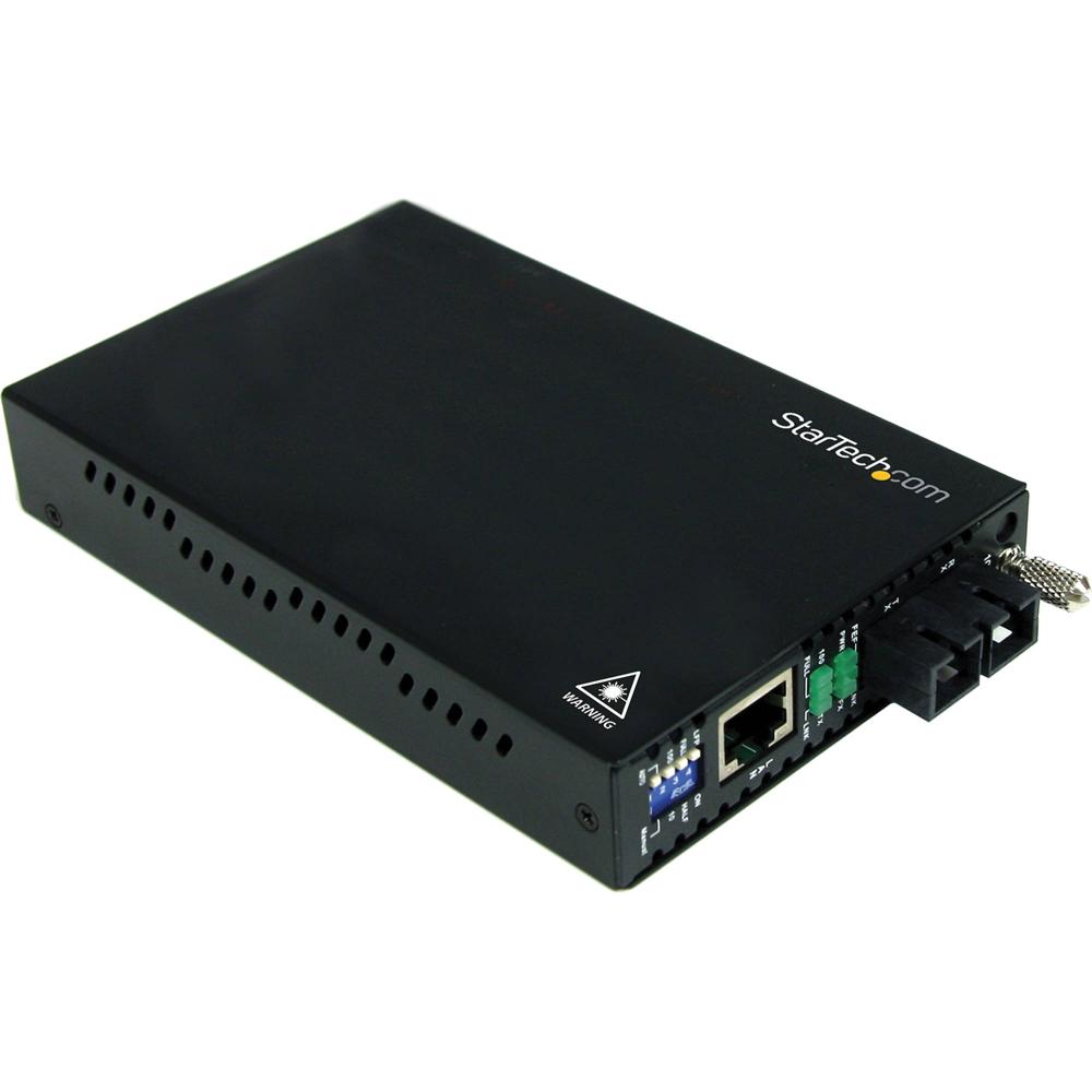 StarTech ET90110SM302 Convertidor de Medios de Fibra Monomodo 10/100 Mb/s SC (Negro)