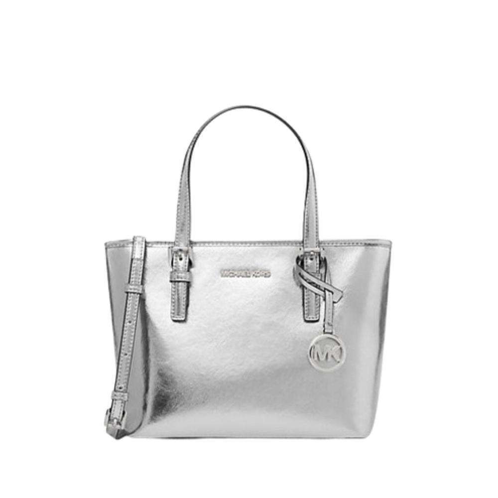 Cartera Doble Asa MICHAEL KORS XS Metallic Top-Zip Tote Bag - Plateado