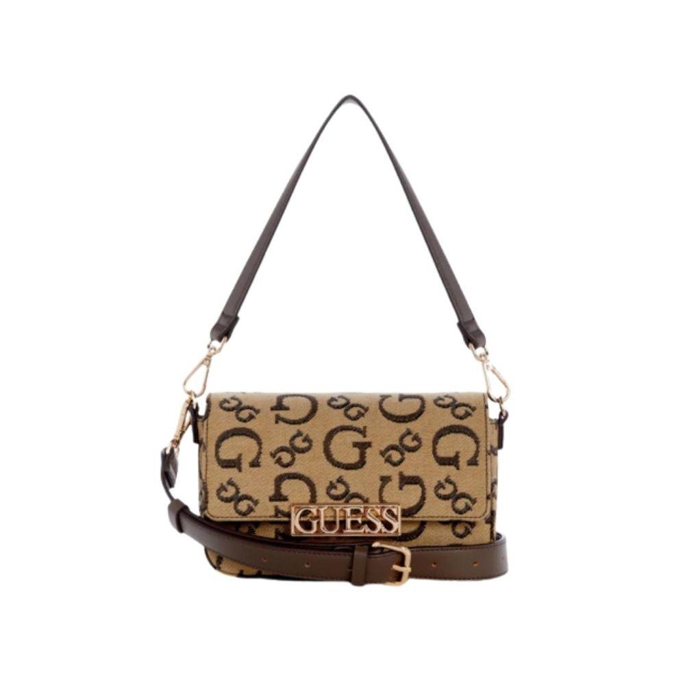 Cartera Crossbody GUESS Carrboro Jacquard Logo - Marron