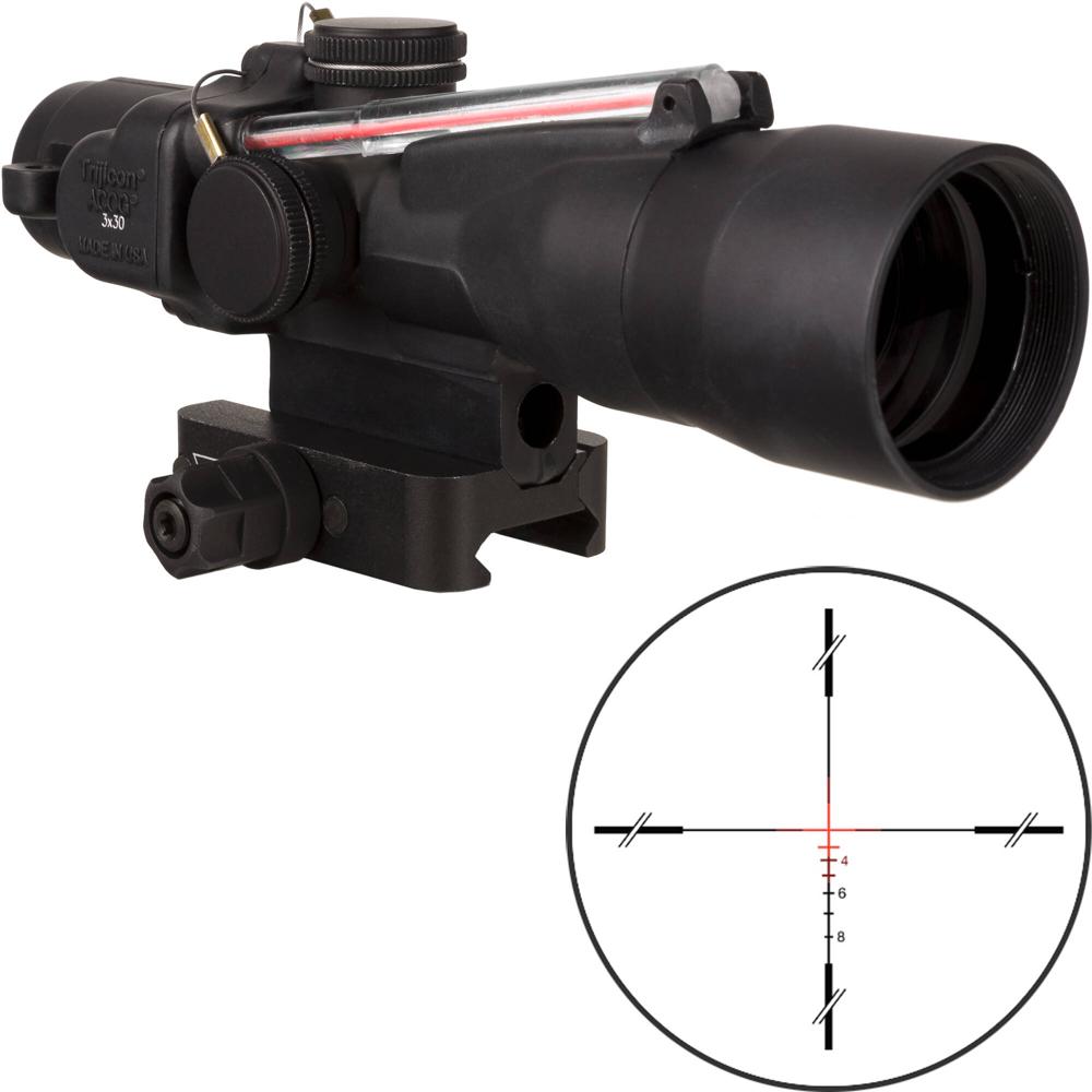 Trijicon 3x30 ACOG Riflescope, Iluminación Dual (Retícula de Cruz Roja .308 168 gr. Winchester) - Te