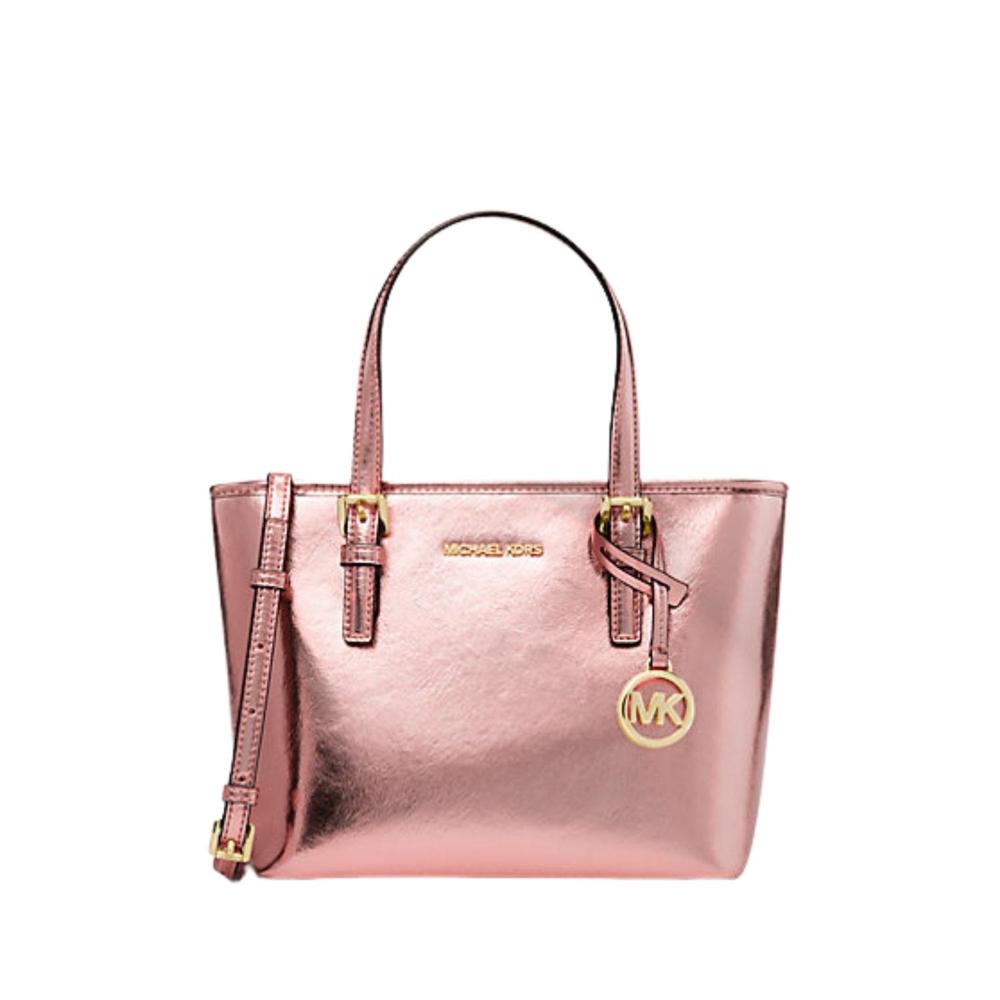 Cartera Doble Asa MICHAEL KORS XS Metallic Top-Zip Tote Bag - Rosa