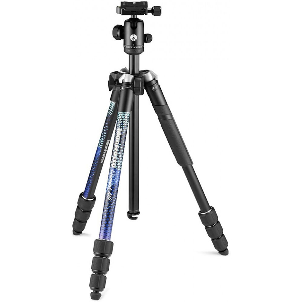 Trípode de Aluminio Manfrotto Element MII con Cabeza de Bola (Azul) - Capacidad de Carga de 17.6 lb,