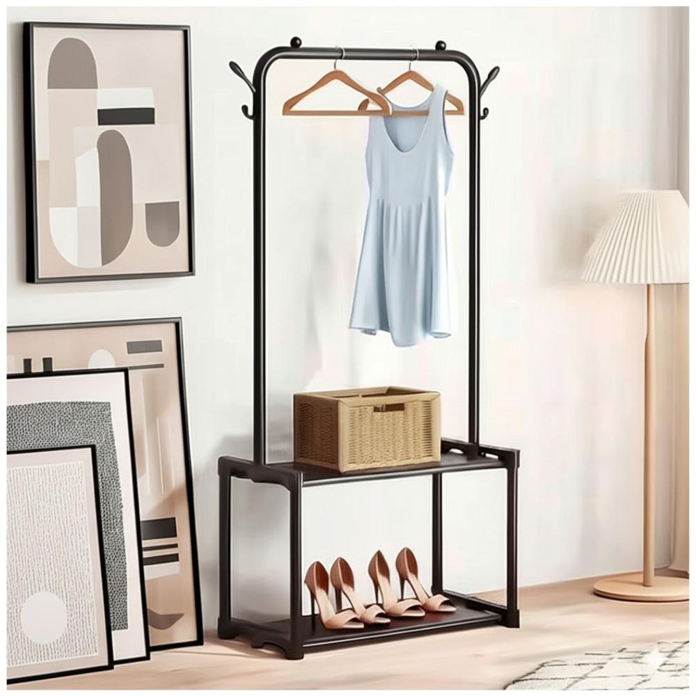 Colgador de Ropa Zapatera Elegante 2 Niveles 156x56x34.5cm