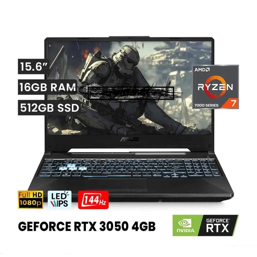 Laptop Asus Tuf R7 7435HS 16gb 512gb 4G Video RTX 3050 15.6 FHD Windows 11 Negro