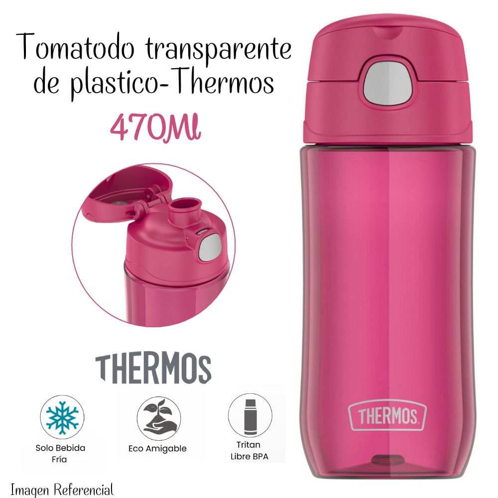 Tomatodo Thermos Transparente de 470 ml - Rosado