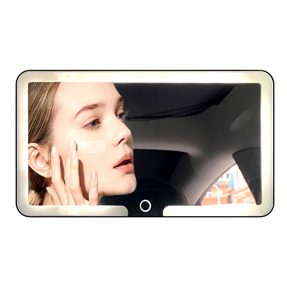 Espejo con Luz Led Táctil Recargable para el Auto Blanco