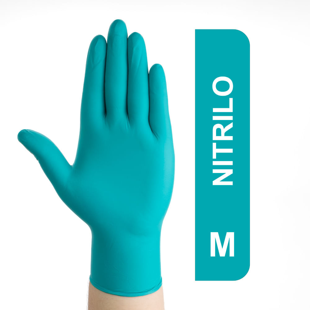 Guantes De Nitrilo Premiun Alto Riesgo Verdes Talla M Caja 100 Und