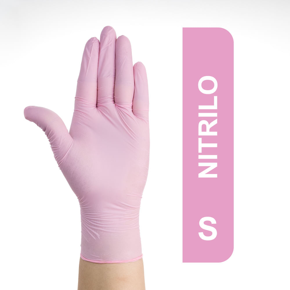 Guantes De Nitrilo Descartables Rosados Talla S Caja 100 Und
