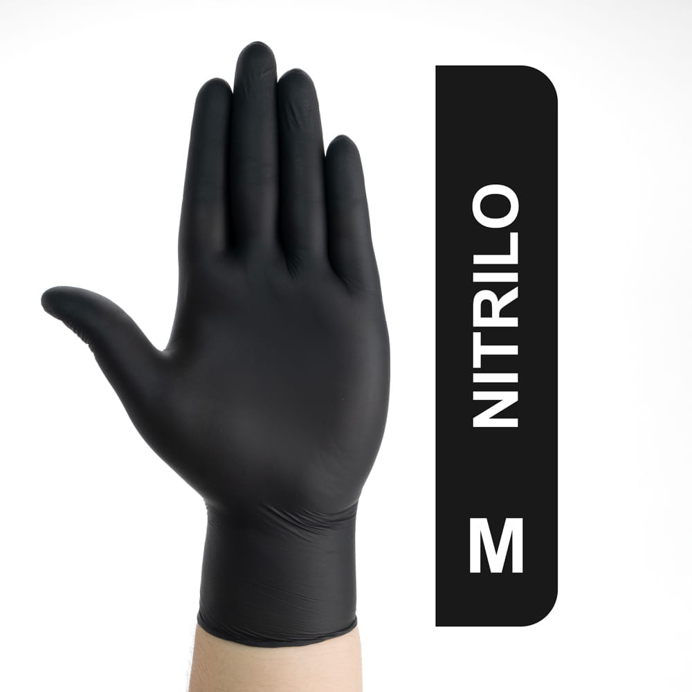 Guantes De Nitrilo Descartables Negros Talla M Caja 100 Und
