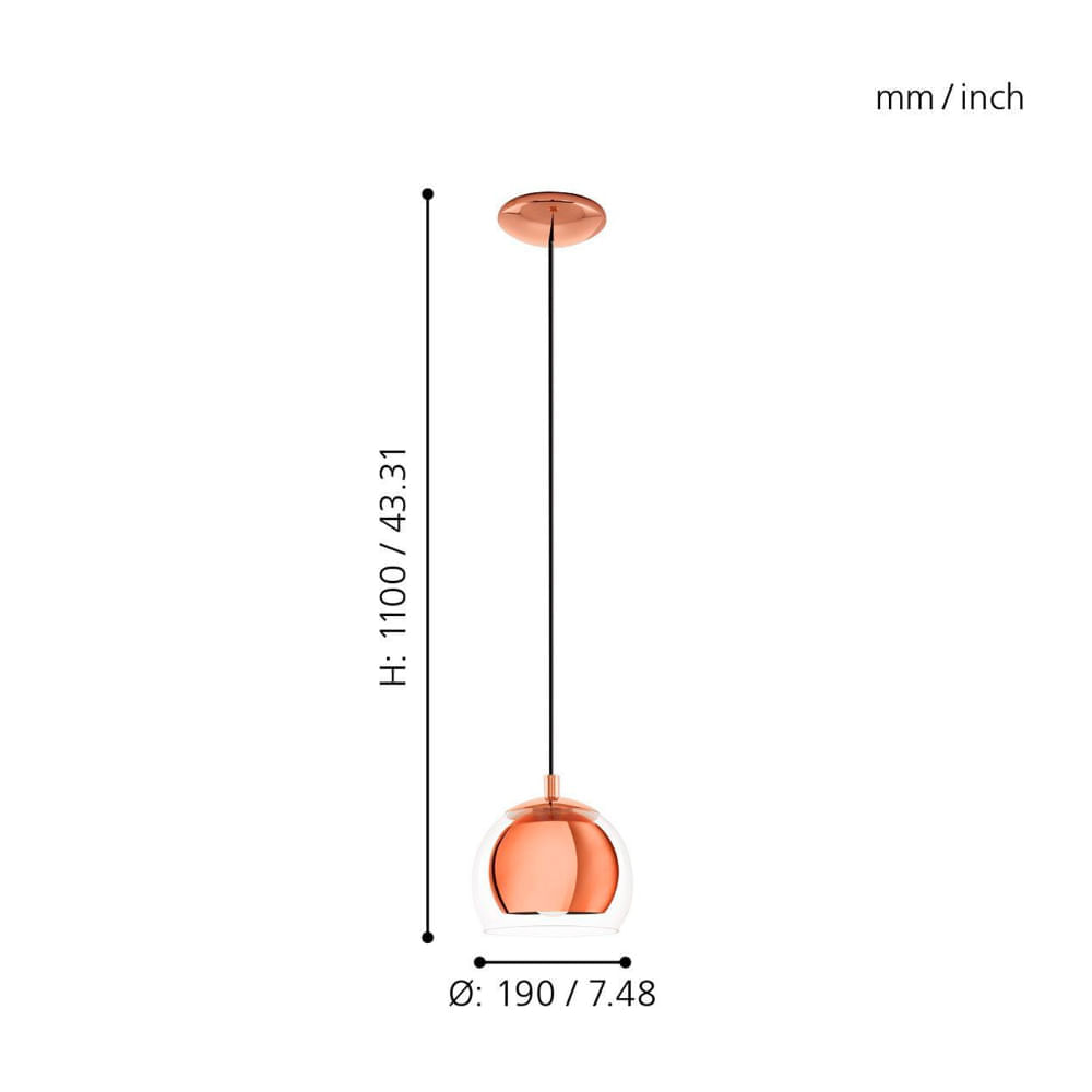 Lámpara Colgante Eglo Rocamar Cobre