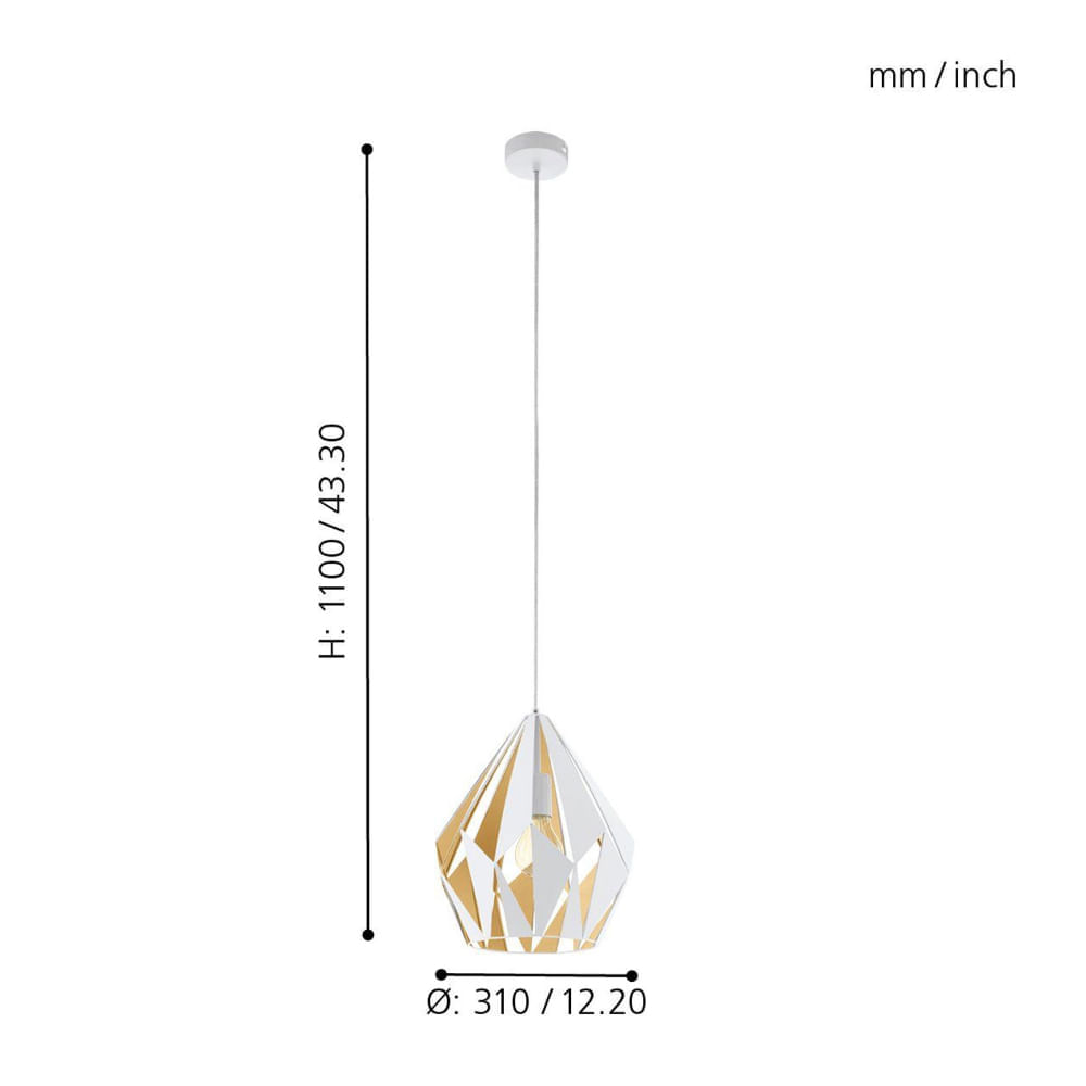 Lámpara Colgante Eglo Carlton 1 Blanco