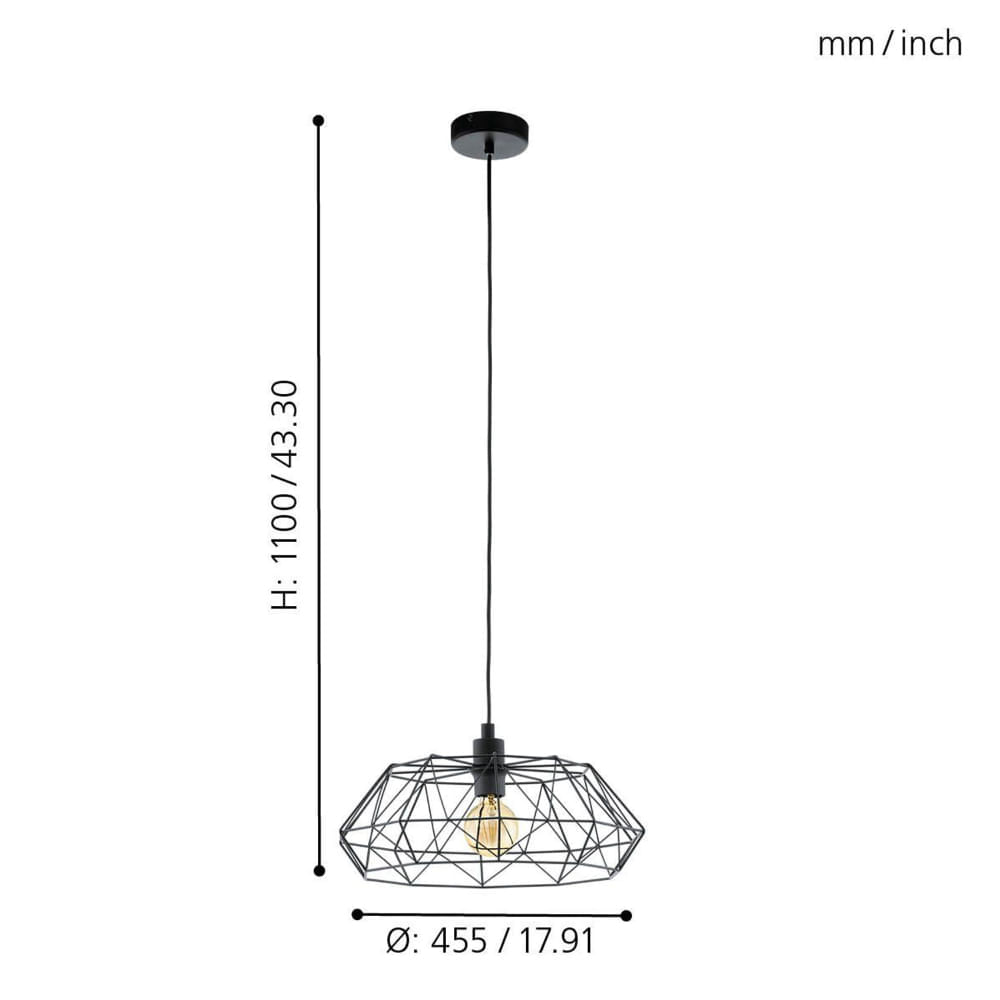 Lámpara Colgante Eglo Carlton 2 Negro