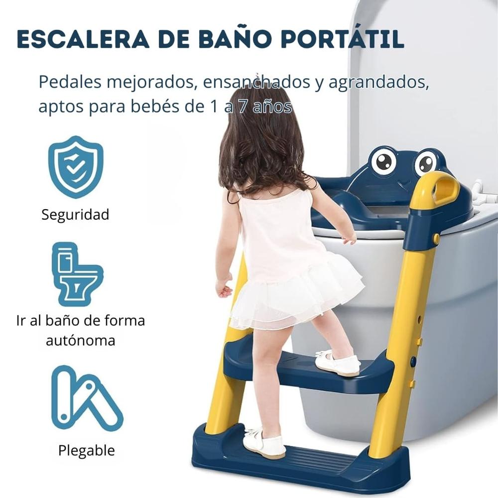 Adaptador de Baño y Escalera Portátil para Niños Azul