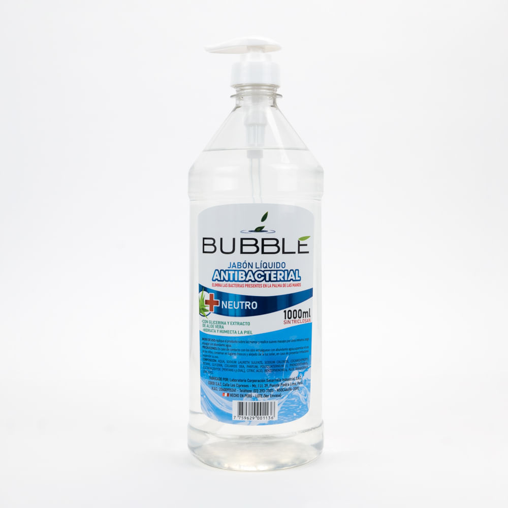 Jabón Líquido Antibacterial BUBBLE Neutro FCO 1000 ML