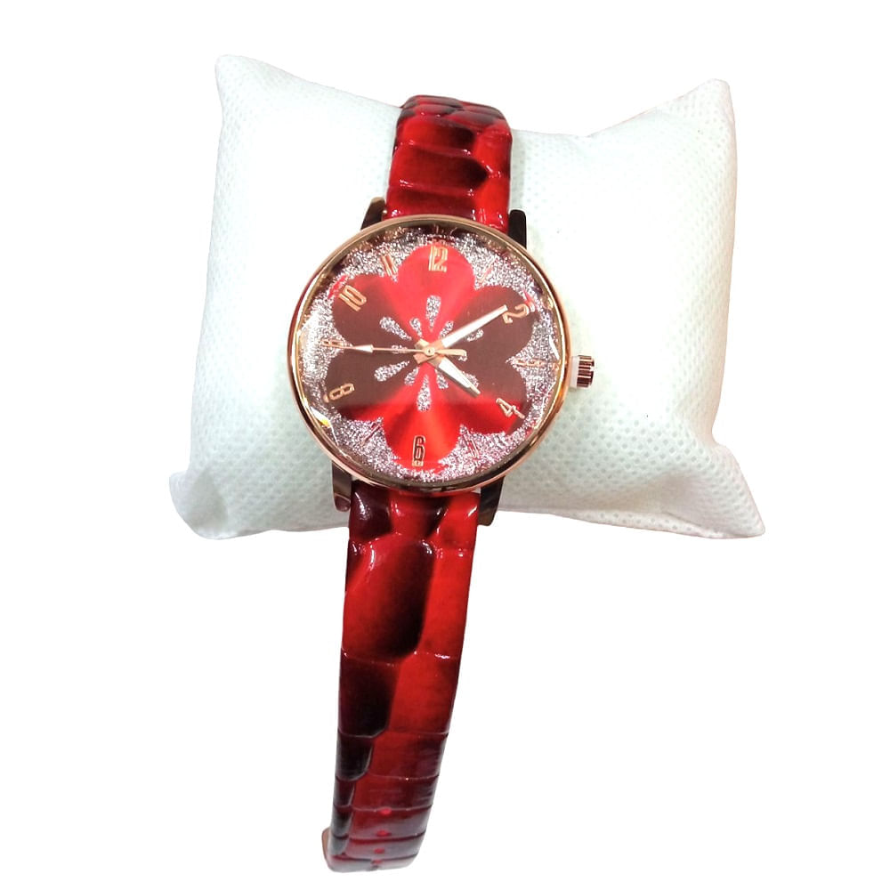 Set de Reloj Flor y Collar en Cofre Dia de la Madre Rojo