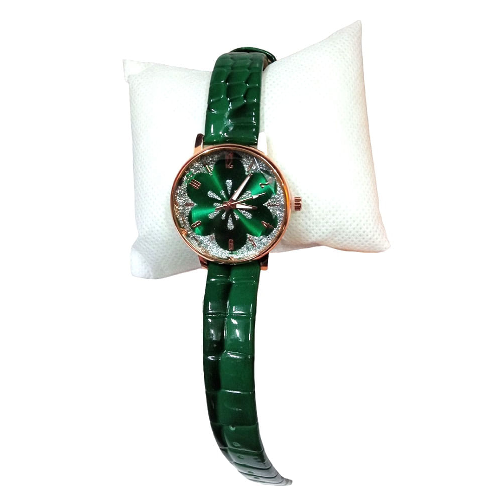 Set de Reloj Flor y Collar en Cofre Dia de la Madre Verde