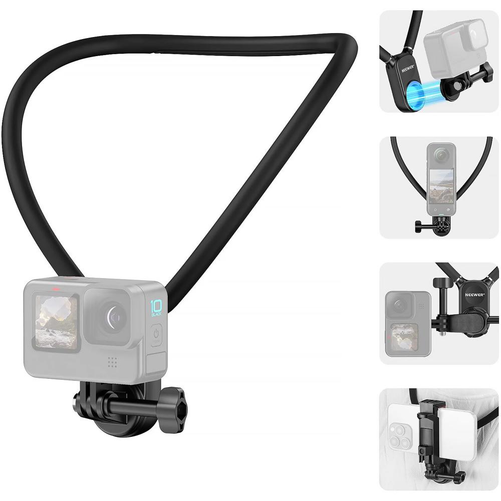 Soporte Flexible para Cámara de Acción Neewer GP15 con Montaje Magnético, Correa de Cuello de 24"", A