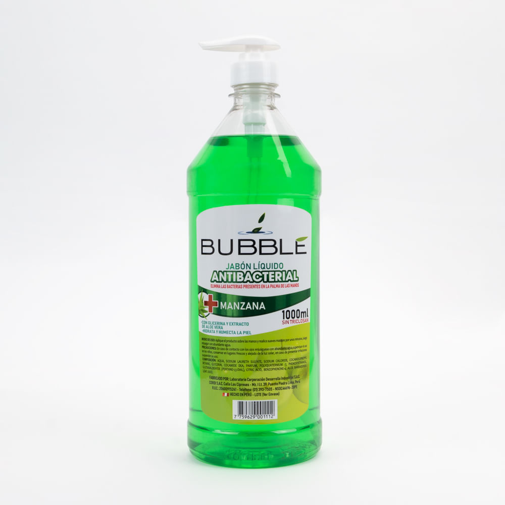 Jabón Líquido Antibacterial BUBBLE Manzana FCO 1000 ML