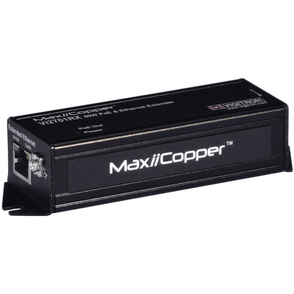 Vigitron MaxiiCopper Vi2700RX: Extensor Ethernet y PoE++ de 60W para Cámaras de Alta Potencia