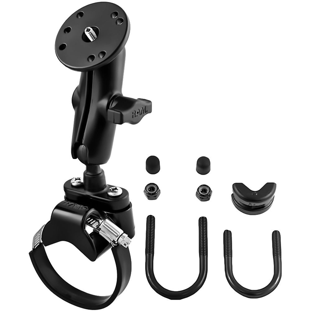 Soporte RAM Mounts para Riel con Elevador de 3"" y Base Redonda para Cámara - Incluye U-Bolt y Correa