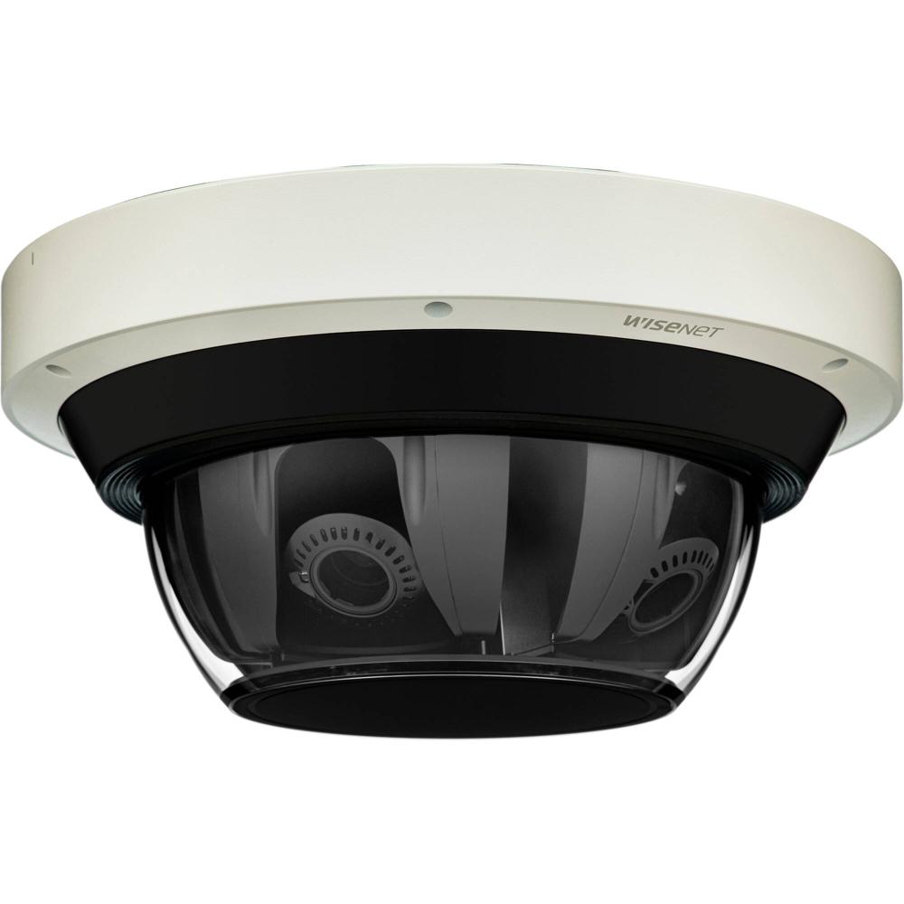 Cámara Domo de Red Hanwha Vision WiseNet P Series PNM-9084RQZ1 8MP para Exterior con 4 Sensores PTRZ