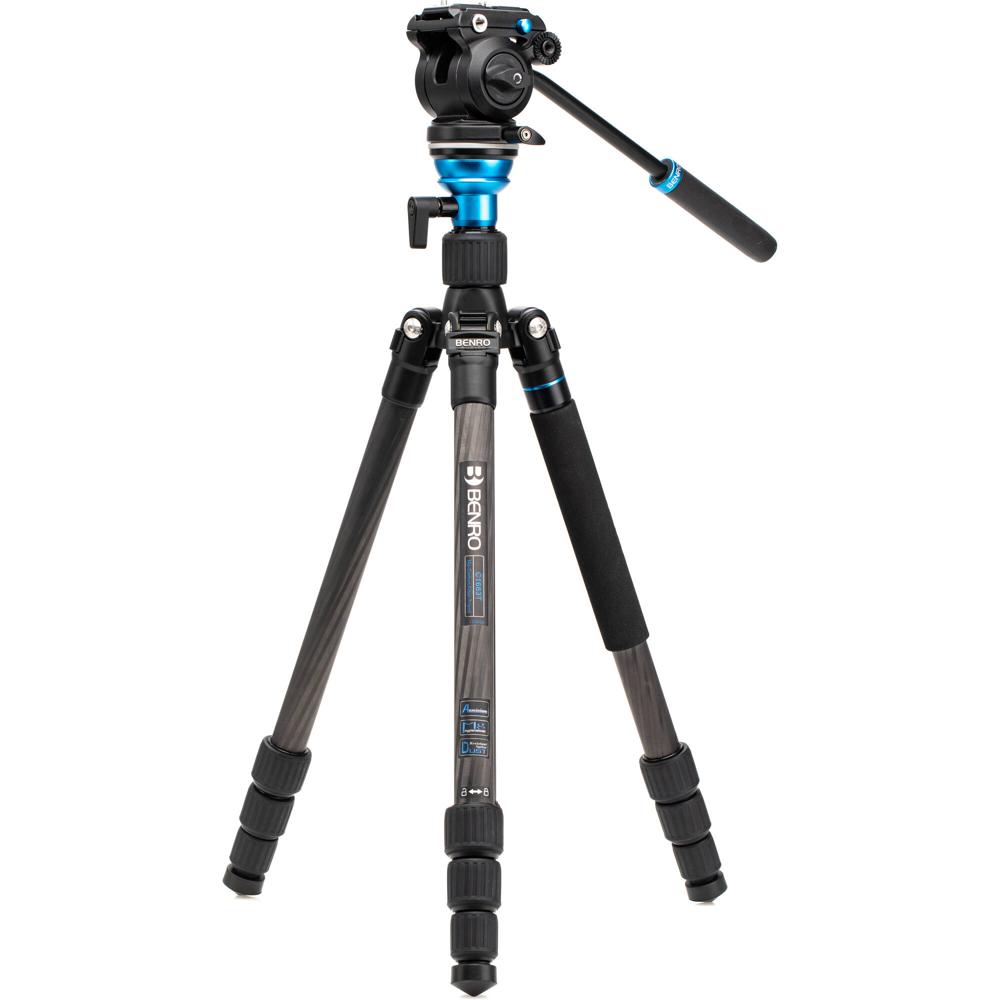 Trípode de Video de Viaje Benro Aero 2 PRO de Fibra de Carbono con Bloqueos de Giro - Capacidad de 5
